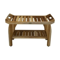EcoDecors Tranquility 30" Teak Wood Shower Bench with Shelf in EarthyTeak Finish