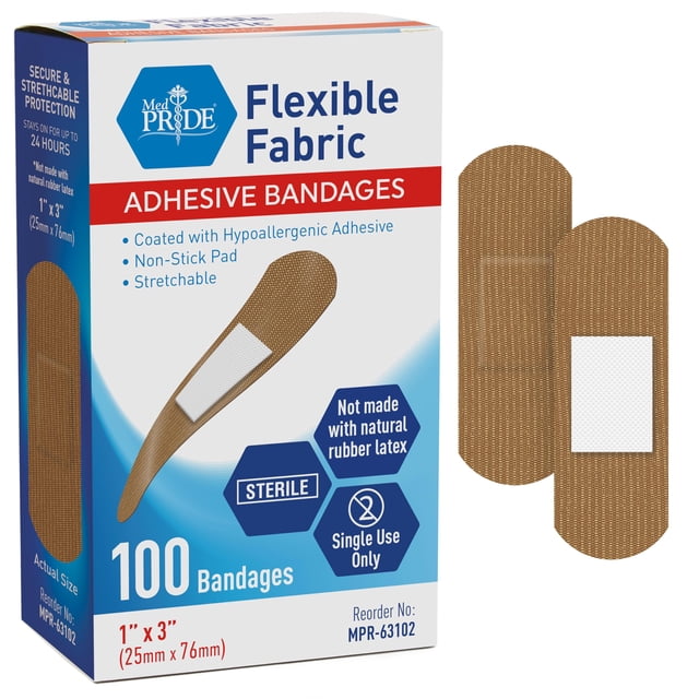 Apósitos adhesivos MED PRIDE 25 x 76 mm hipoalergénicos, 100 unidades