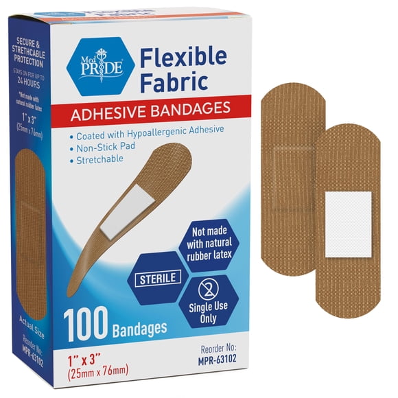Apósitos adhesivos MED PRIDE 25 x 76 mm hipoalergénicos, 100 unidades