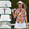 thumbnail image 6 of Uorisanigo Flower Rabbit Women's Golf Shirt Size 2XL Fashionable Women's 3/4 Sleeve Athletic Golf Shirts Versatile Workout Tops Zip Up Collar Quick Dry Outing Wear Workout Sports, 6 of 7