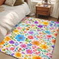 thumbnail image 4 of Colorful Floral Area Rugs 4x6 ft Spring Floral Watercolor Plant Washable Rug Non Slip Indoor Carpet Absorbent Floor Mat for Living Room Bedroom Dining Room, 4 of 9