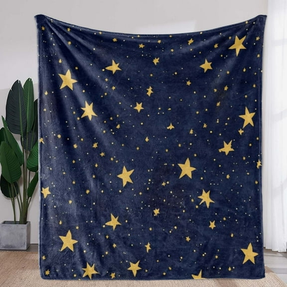 All-Season Starry Night Gift Blanket Starry Night Star Print Flannel Blanket Cozy Soft & Warm for Couch Bed Car Office Camping All-Season Gift Blanket