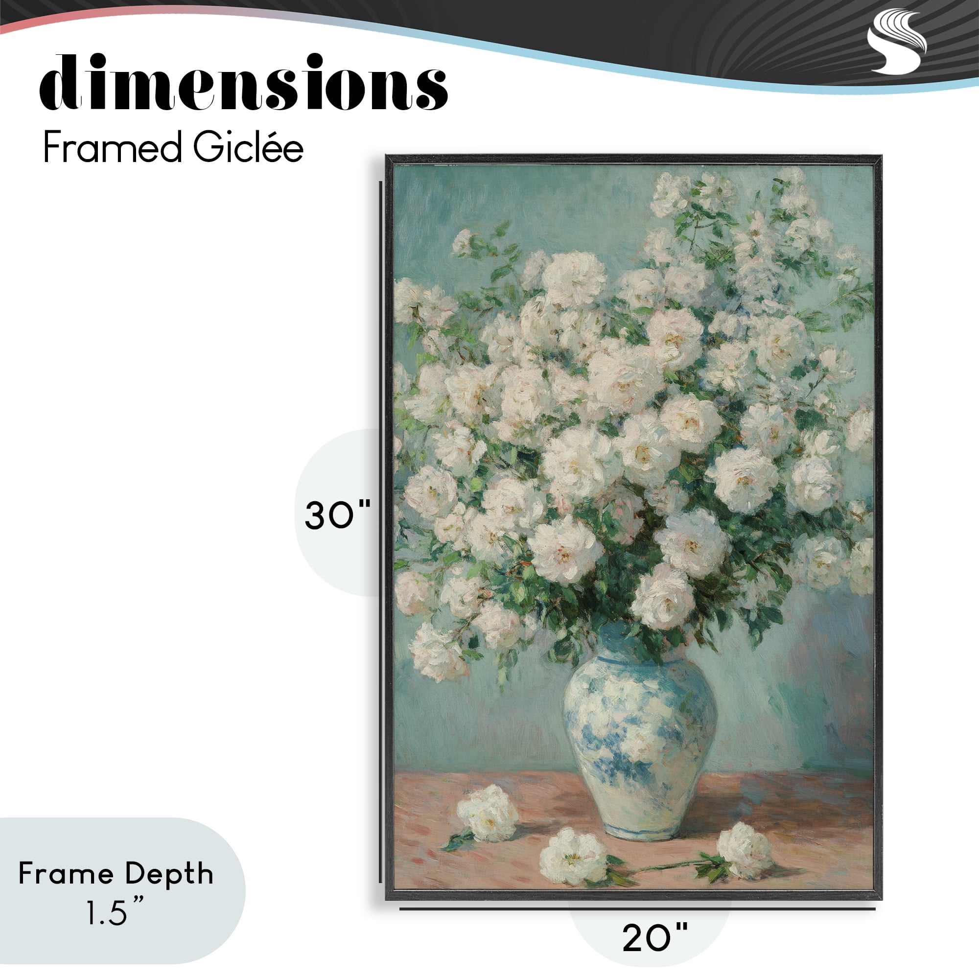 Stupell Industries Lush Bouquet of White Roses Black Framed Giclee Art, design by Petal Prints Design