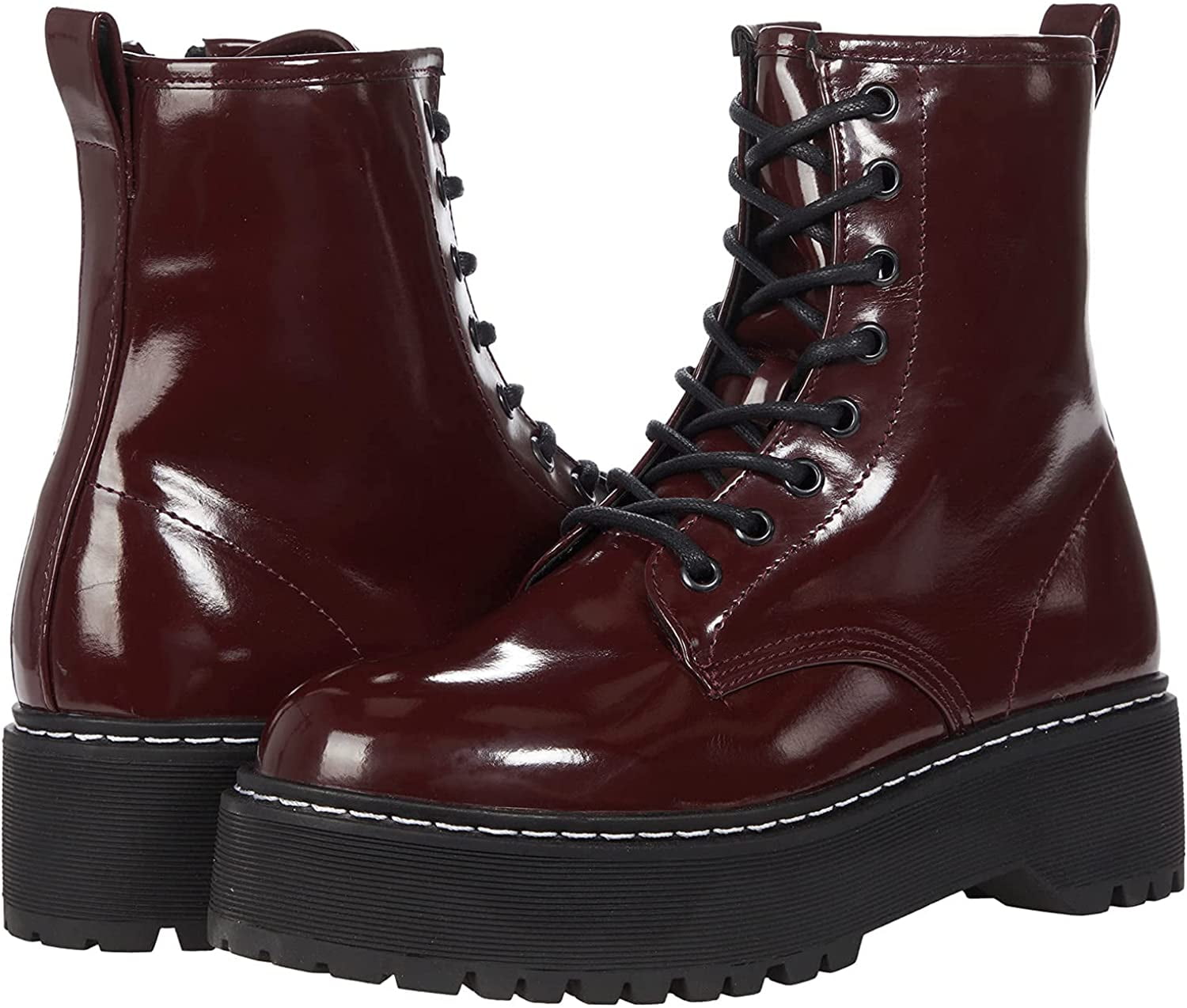Steve Madden Womens Bettyy1 Combat Boot 6 Burgundy Box, Women's
