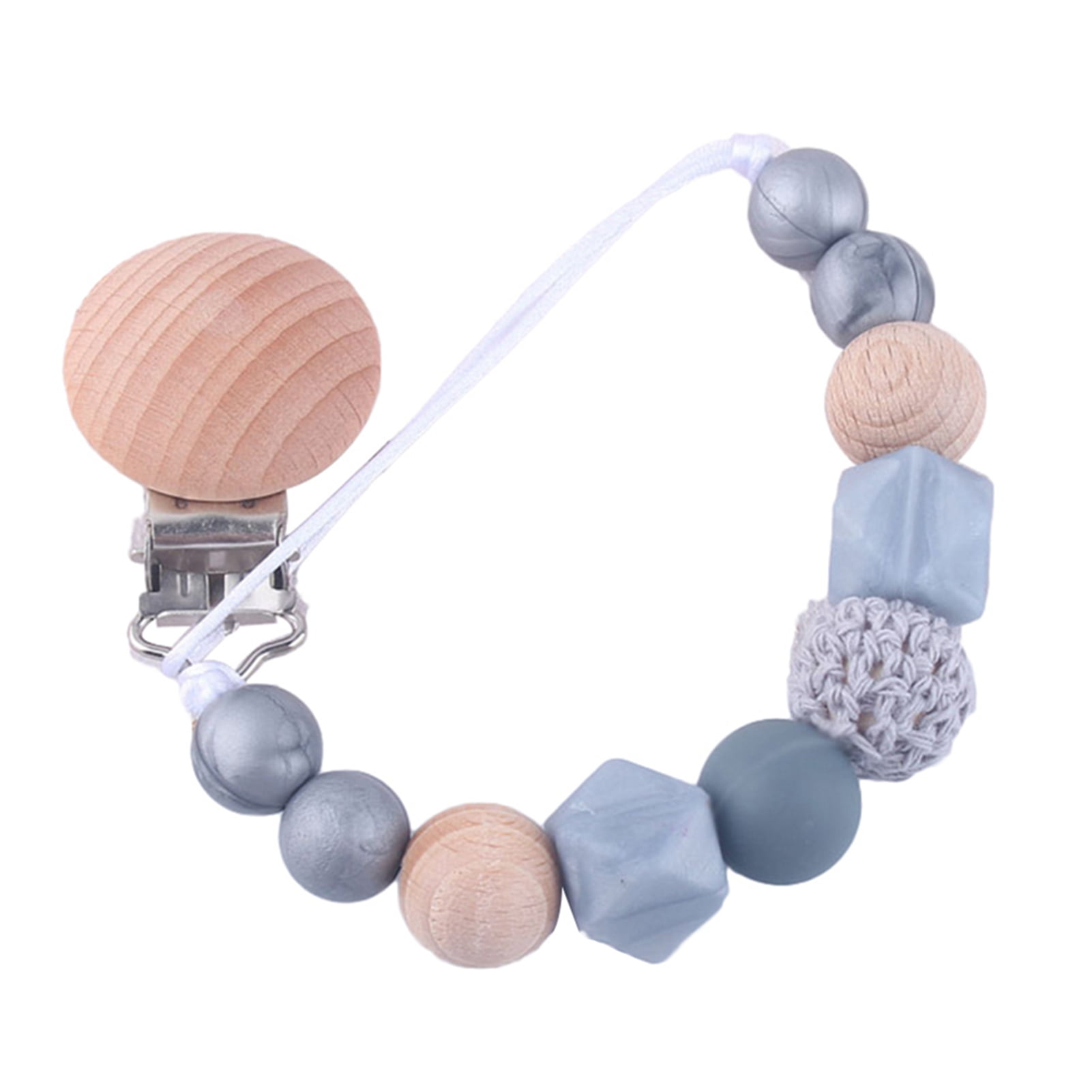silicone beads and a hexagonal bead kiddykorner Dummy clip with wooden beads 