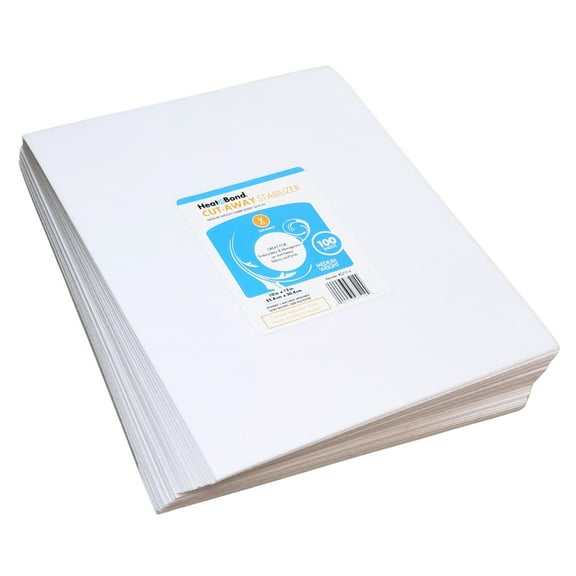 HeatnBond Cut Away Machine Embroidery Stabilizer - 10 in x 12 in Sheets, Medium Weight 2.5 Ounces - Pack of 100