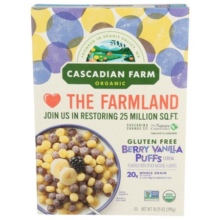 Cascadian Farm Organic Berry Vanilla Puffs 10.25 oz