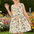 thumbnail image 2 of Afuyipoi Girls Sleeveless Sundress Size 2-12Y Rabbit Print Dress Casual Beach for Kids Green Size 4T, 2 of 7