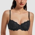 thumbnail image 4 of MELENECA Women's Sexy Lace Push Up Plus Size Sheer Balconette Underwire Unlined Bra Black 38F, 4 of 6