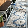thumbnail image 2 of SAFAVIEH Cabana Michelle Floral Indoor/Outdoor Runner Rug, Grey/Blue, 2'2" x 9', 2 of 14