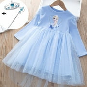 Robes d'automne filles Vestidos Frozen Elsa robes fête d'anniversaire à manches longues princesse Costume adolescent enfants robe de bal