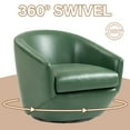 thumbnail image 4 of UIXE Swivel Accent Chair Barrel Chairs Club Chair Faux Leather Armchair for Living Room Bedroom Office, Green, 4 of 6