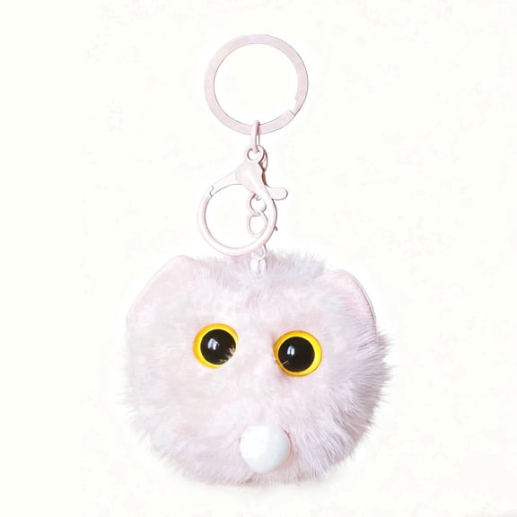 TIANCHANGZC Pink Cat Bag Charm, Cute Plush Cat Keychain for Backpack, Purse & Handbag, Squeeze to Blow Bubbles, Soft Kitty Accessory, Gift for Women and Girls