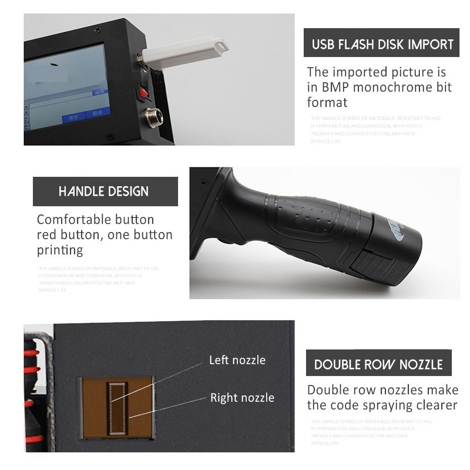 12.7mm Variable QR Bar Batch Code Number Logo Label Portable Hand Jet Handheld Thermal Inkjet Printer ,Versatile Surface Compatibility