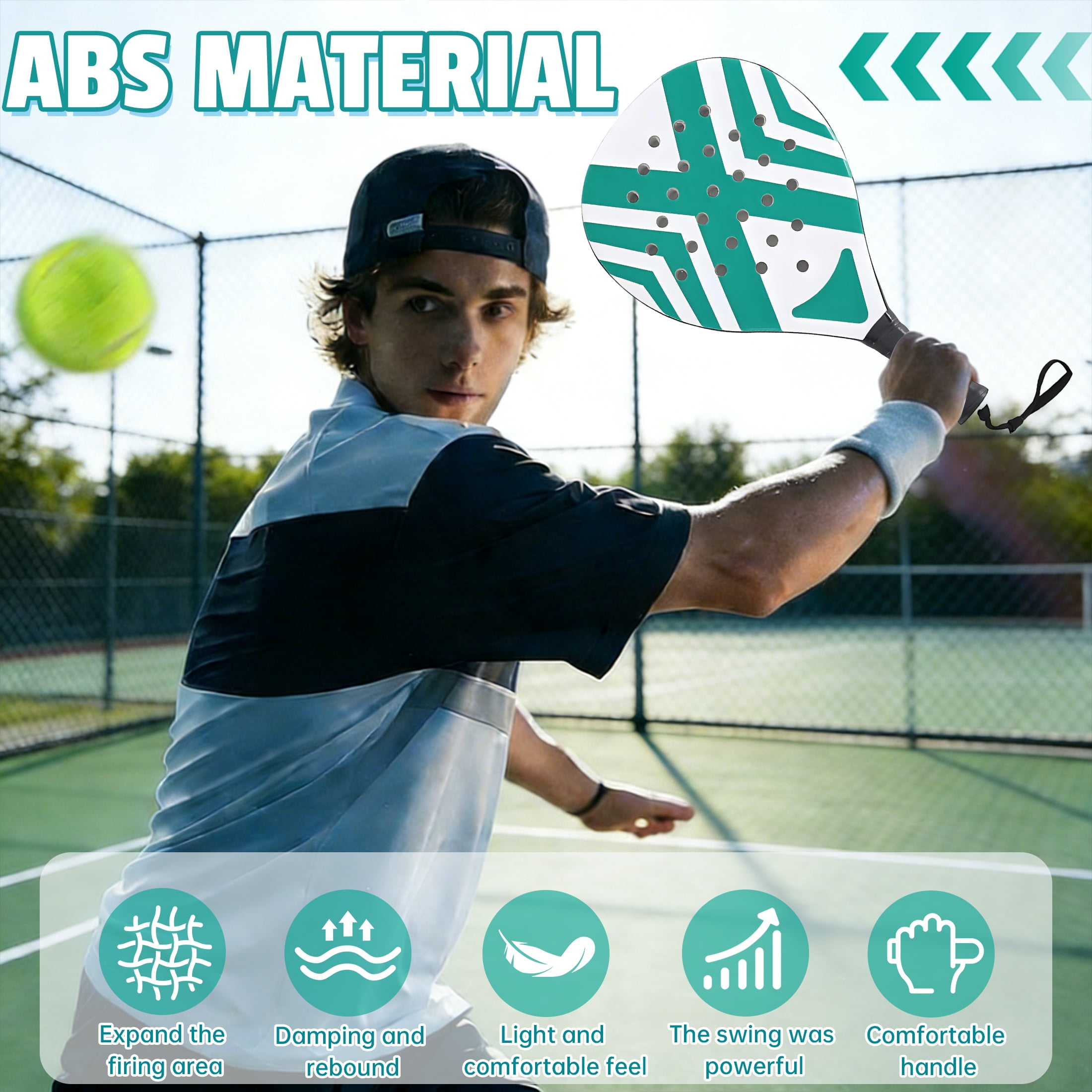 BESTSKY Padel Tennis Racket,Outdoor Beach Padel Racket,Highly Elastic & Lightweight Tennis Rackets,Comfortable & Non-Slip Grip,Padel Racquets with Racket Trainer