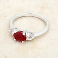 thumbnail image 4 of Precious Stars Precious Stars R07597R-C10-08 Bague Triplet en Zircon Cubique Rouge à Coupe Ovale Argentée, 4 of 5