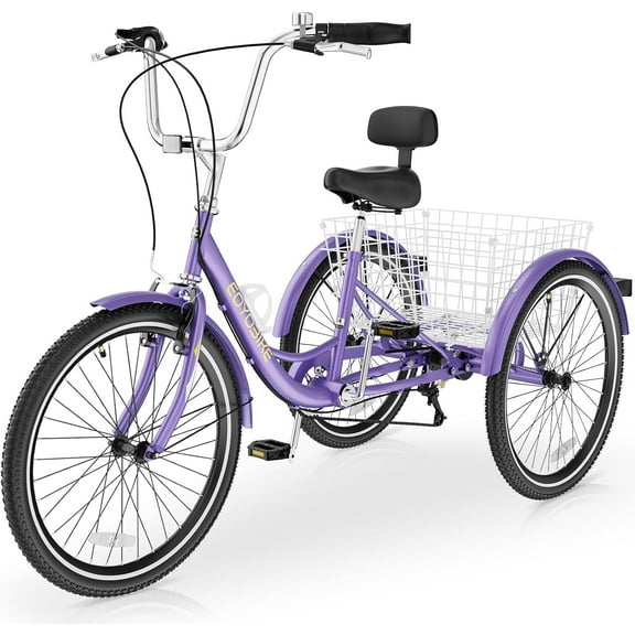 MOONCOOL Adult Tricycles 7 Speed, 20/24/26 inch 3 Wheel Bikes, Three-Wheeled Bicycles Cruise Trike with Shopping Basket for Seniors, Women, Men, Teenager