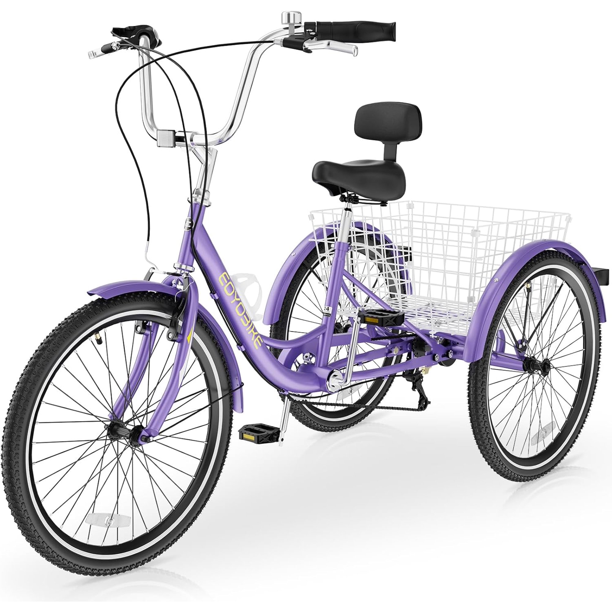 MOONCOOL Adult Tricycles 7 Speed, 20/24/26 inch 3 Wheel Bikes, Three-Wheeled Bicycles Cruise Trike with Shopping Basket for Seniors, Women, Men, Teenager