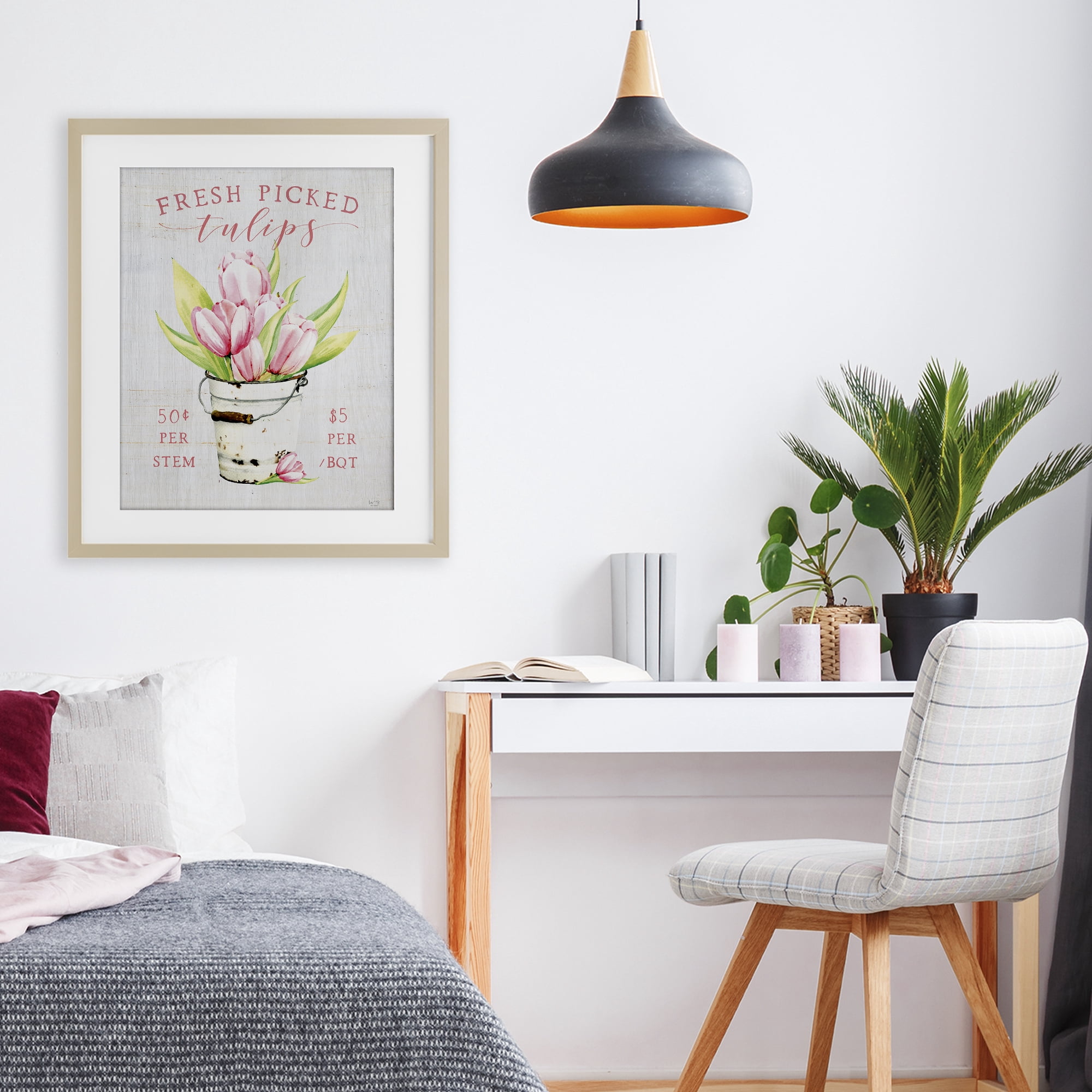 Stupell Industries Antique Fresh Picked Tulips Birch Framed Print Under Glass, design by Lux + Me Designs