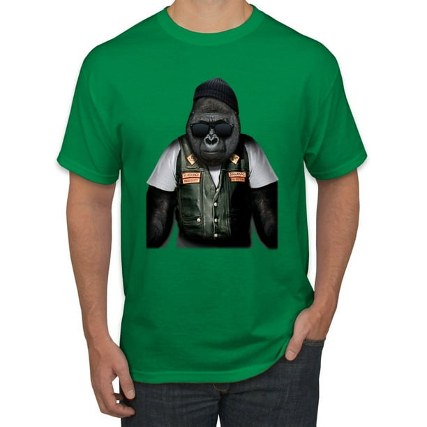 Gør det tungt tilstrækkelig Imidlertid Cool Silverback Gorilla with Sunglasses and Biker Vest | Mens Animal Lover  Graphic T-Shirt, Kelly, Large - Walmart.com