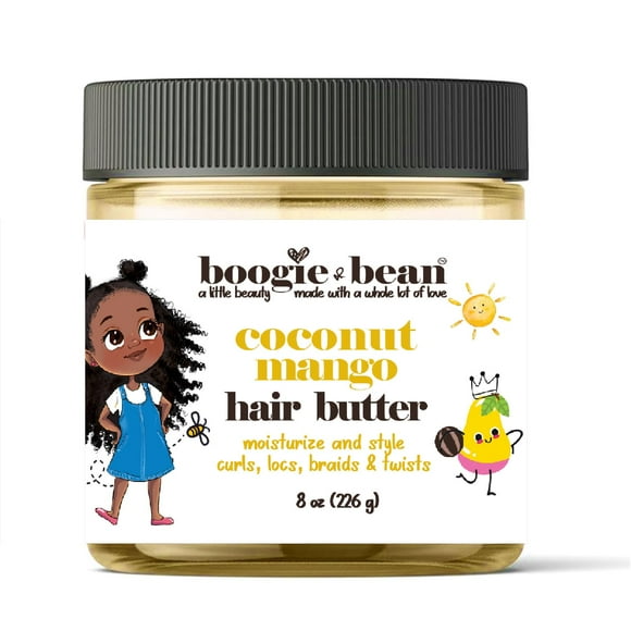 Crema o pomada para peinar el cabello Boogie and Bean para cabello grueso y rizado Niños con rizos y trenzas hechas con aceites naturales como mantequilla de coco y mango para cabello negro