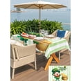 thumbnail image 4 of St. Patrick's Day Outdoor Tablecloth - 60x120 Inch Rectangle Dining Table Cover, Green Gnomes Gold Coin Beer Shamrock Stripes Waterproof Outdoor Table Cloth with Umbrella Hole & Zipper for Patio, 4 of 7