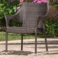 thumbnail image 3 of Noble House Mirage Wicker Stacking Patio Dining Arm Chair in Mocha (Set of 4), 3 of 25