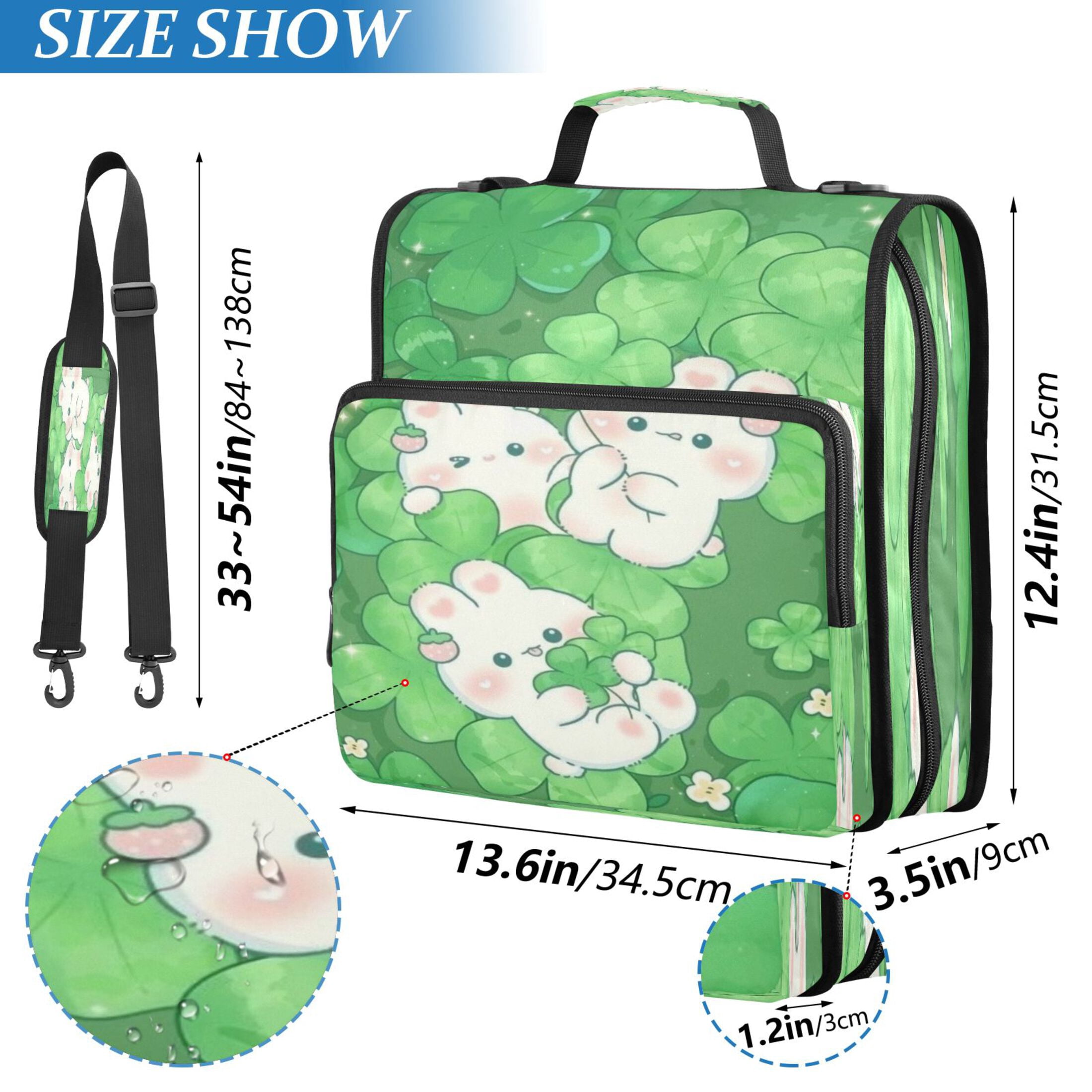 DIXRUYEE Zipper Binder trapper keeper Documents Organized Clover Crew Printed