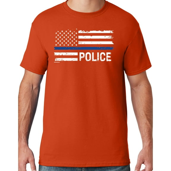 Buy Cool Shirts Mens Police Thin Blue Line T-shirt, Large Burnt Orange