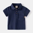 thumbnail image 5 of WOLLED Baby Toddler Boys Short Sleeves Lapel T-Shirt 1-7T Kids Summer Pullover Cotton Shirt Tops with Buttons Casual Solid Color Tee Shirt, 5 of 11