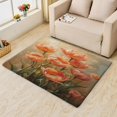thumbnail image 1 of Floral Area Rug 5x7, Orange Flowers Rugs for Living Room, Floral Print Carpet, Soft Non Slip Machine Washable Fluffy Easy Clean, for Bedroom Dining Room Floor Home Decor Rug Xsu&-252, 1 of 7