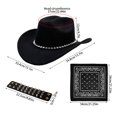 thumbnail image 3 of Voska Cowboy Hats Vacation Cowboy Hats Rivets Studded Gift Cowgirl Hat Black One Size, 3 of 6