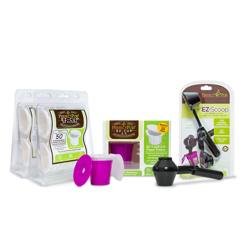 Perfect Pod EZCup 2.0 Starter Bundle Reusable K Cup Pod with 125