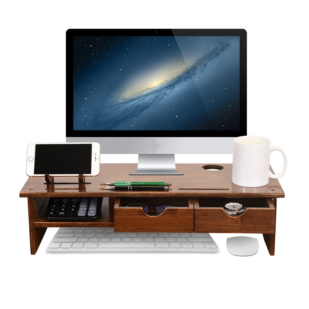 Monitor Stand Riser With Drawers For TV Laptop Imac Xbox One Desktop Organizer 