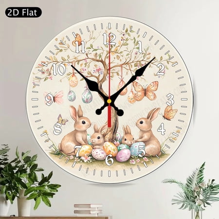 Rustic Farmhouse Watering Can Floral Round Wall Clock Silent Garden Country Home Decor