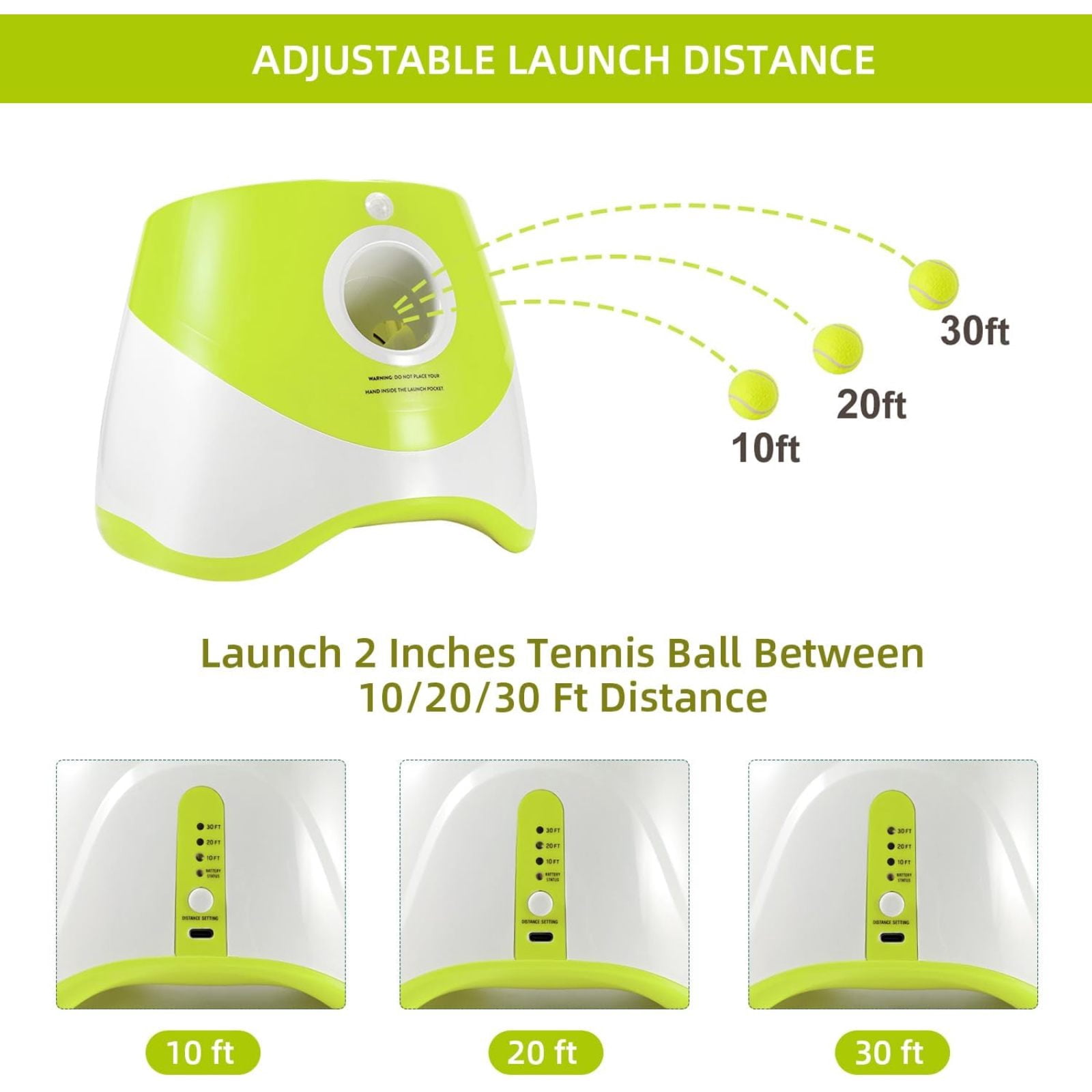 SQDWYGUO Automatic Dog Ball Thrower Launcher with 12 PCS Tennis Balls,Thrower Distance 10-30ft, Interactive Dog Fetch Machine Toy for Small Dogs,New Green
