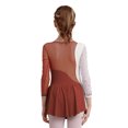 thumbnail image 2 of YIZYIF Girls Long Sleeve Rhinestone Mesh Dress Dance Costume Ice Skating Performance Dancewear Reddish Brown 14, 2 of 7