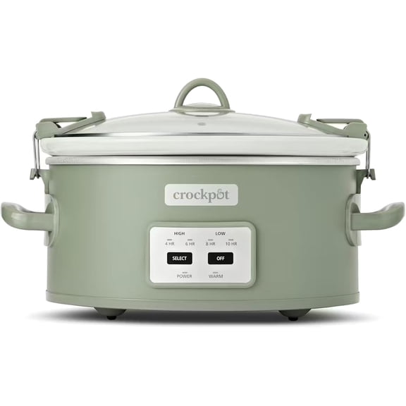 Locking Lid 6qt Cook and Carry Programmable Slow Cooker ,Green