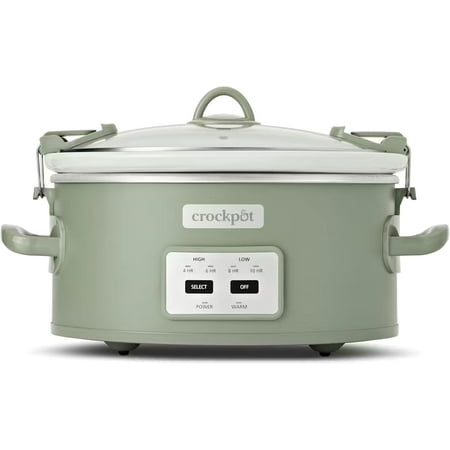 Locking Lid 6qt Cook and Carry Programmable Slow Cooker ,Green