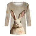 thumbnail image 3 of Karight 2026 Easter Shirts for Women Funny Bunny Egg Graphic Tees Cute Festival Outfits 3/4 Sleeve Tops T-Shirt Gifts, 3 of 4