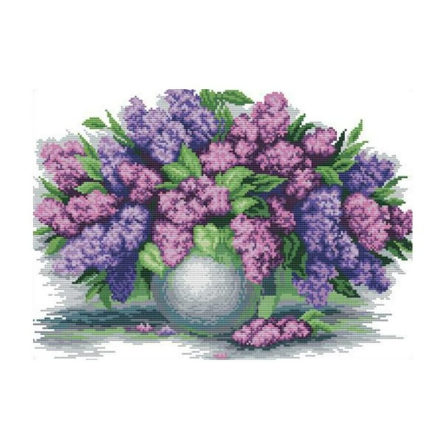 yuksok 11CT 57x43cm Stamped Cross Stitch s Pre-Printed Pattern - Lavender Vase