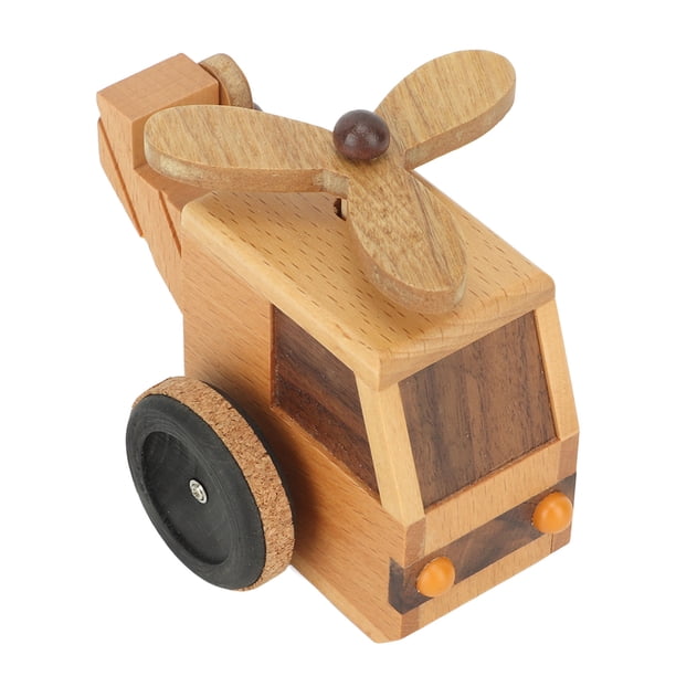 Bonita caja de música mecánica de madera, caja de música de madera, caja de música de helicóptero, caja de música de madera, caja de música de avión de madera, rendimiento finamente afinado