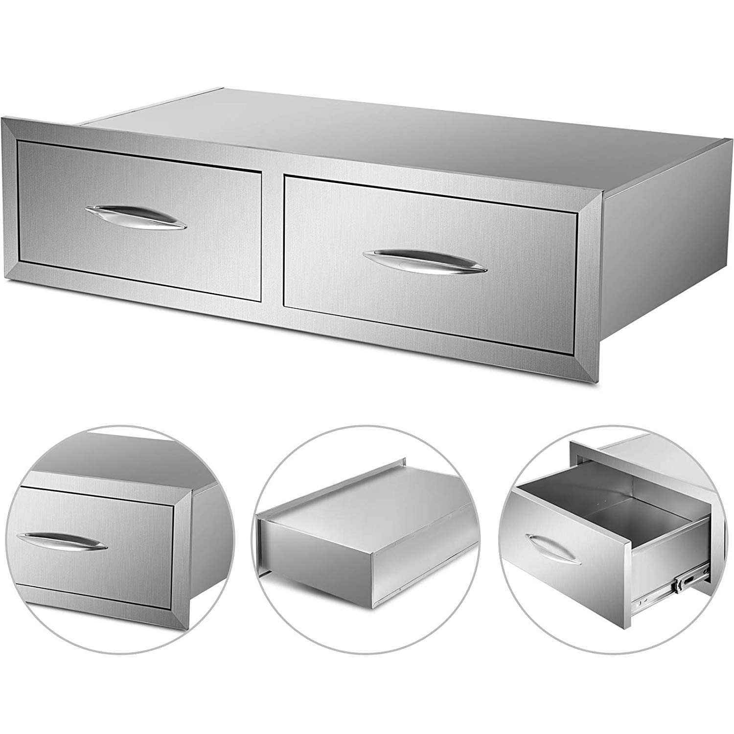 VEVOR 39x9.8x20 Inch Outdoor Kitchen Drawers Stainless Steel with