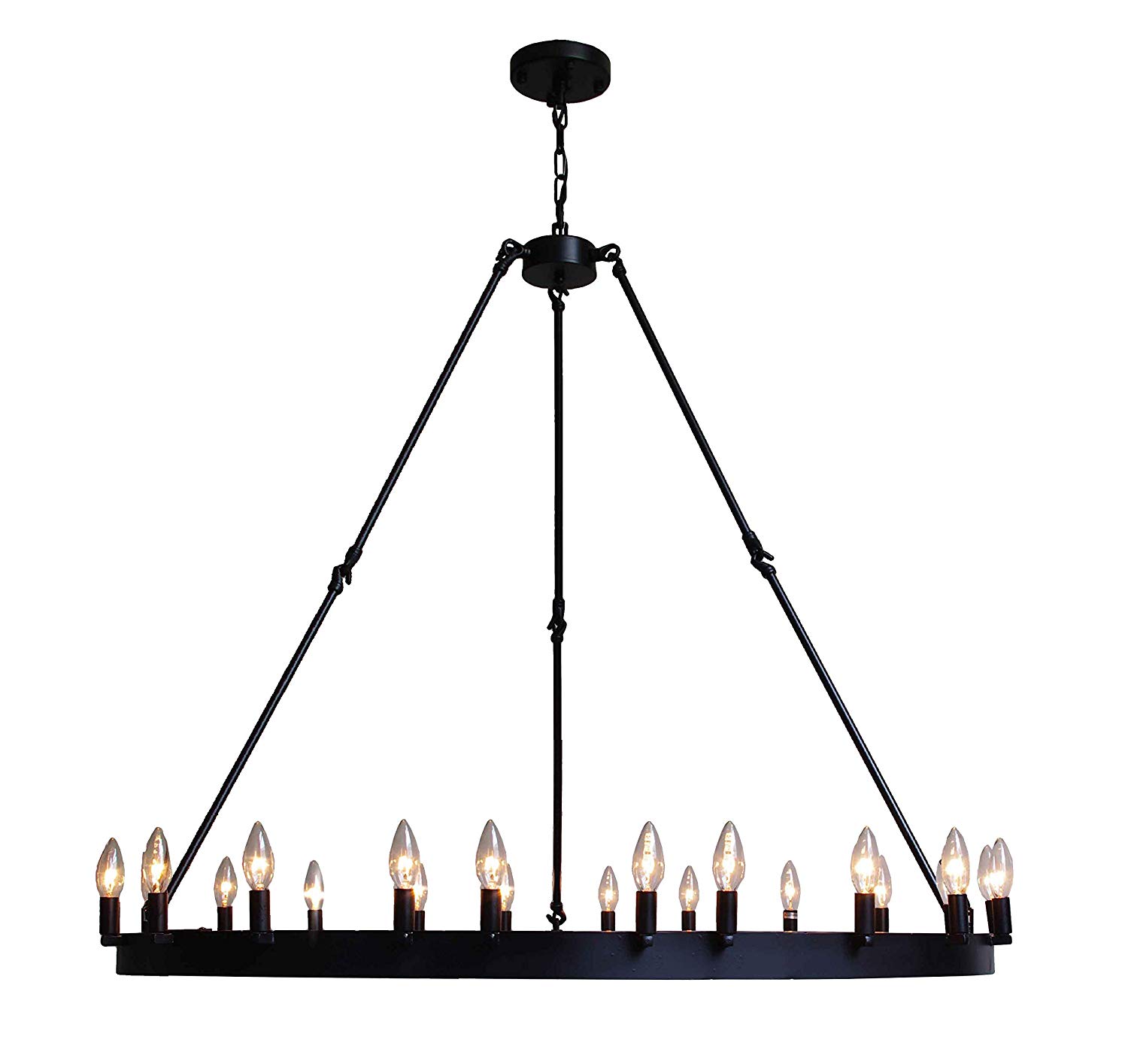 Wrought Iron Vintage Barn Metal castile One Tier Chandelier Chandeliers