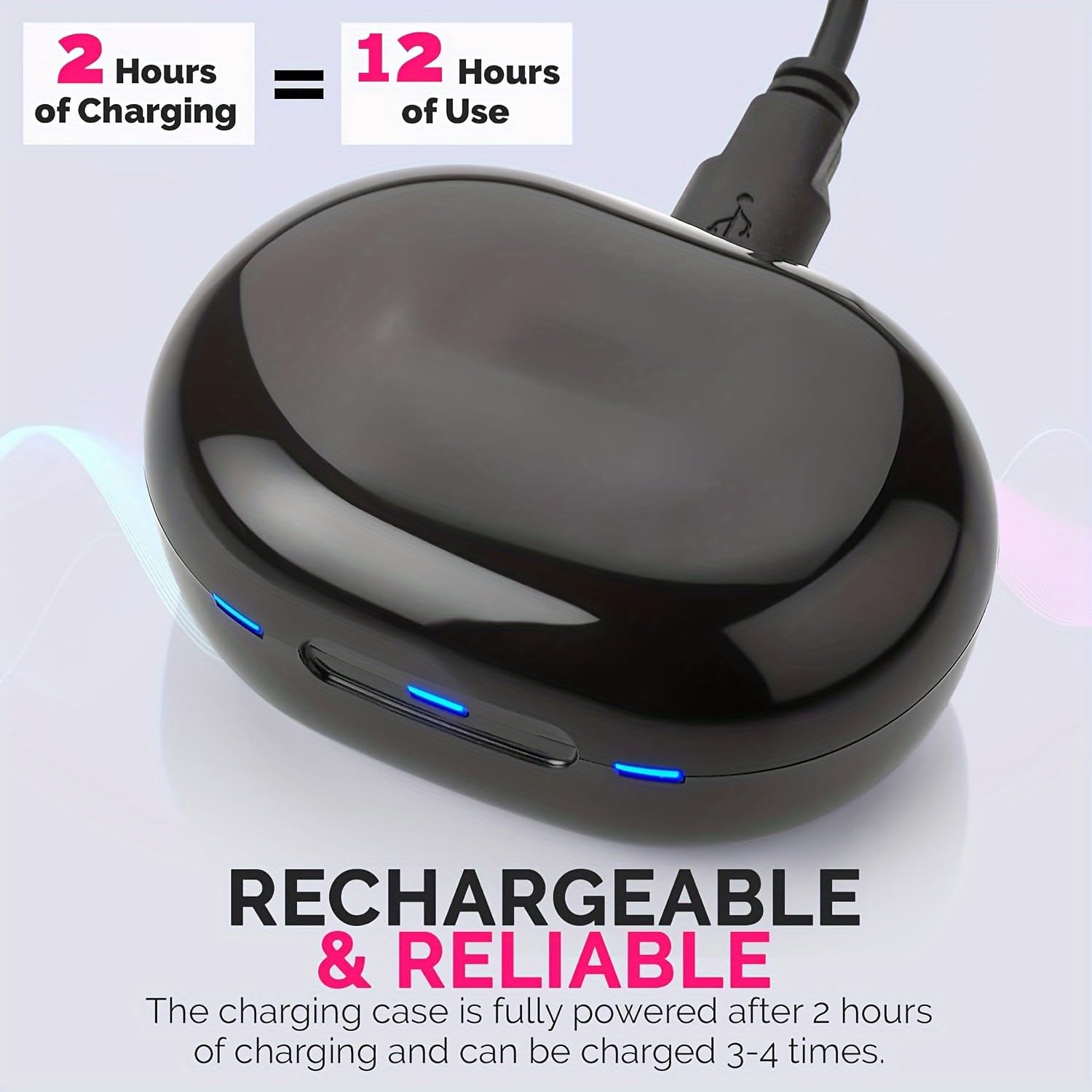 SUWU Hearing Aids for Seniors, Rechargeable Hearing Amplifier Loud Sound with USB Portable Charging Case, 2-Pack, (Black)