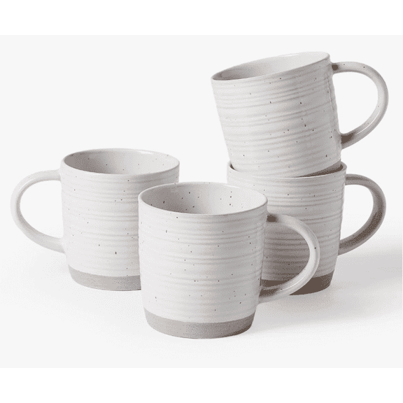 Famiware Constellation 4-Piece Stoneware 13 oz Coffee Mug Set, White