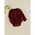 thumbnail image 3 of hirigin Baby Knit Romper, Long Sleeve Crew Neck Solid Fall Winter Bodysuit for Girls Boys, 3 of 8
