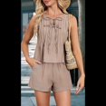 thumbnail image 4 of Traje de de Dos Piezas Sin Mangas de Verano para Mujer, Color Caqui, Talla S, 4 of 8