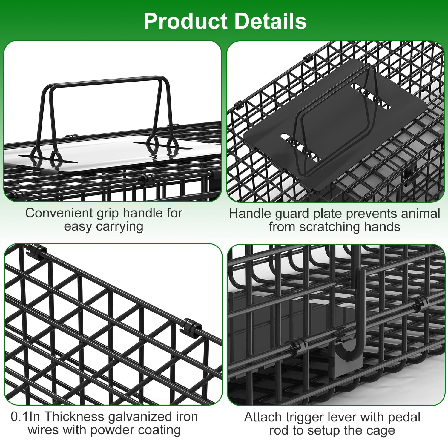 zorpupoa 26 inch Single Door Humane Live Animal Trap Galvanized Iron for Small Animals Under 5 lbs Raccoons Squirrels Rabbits