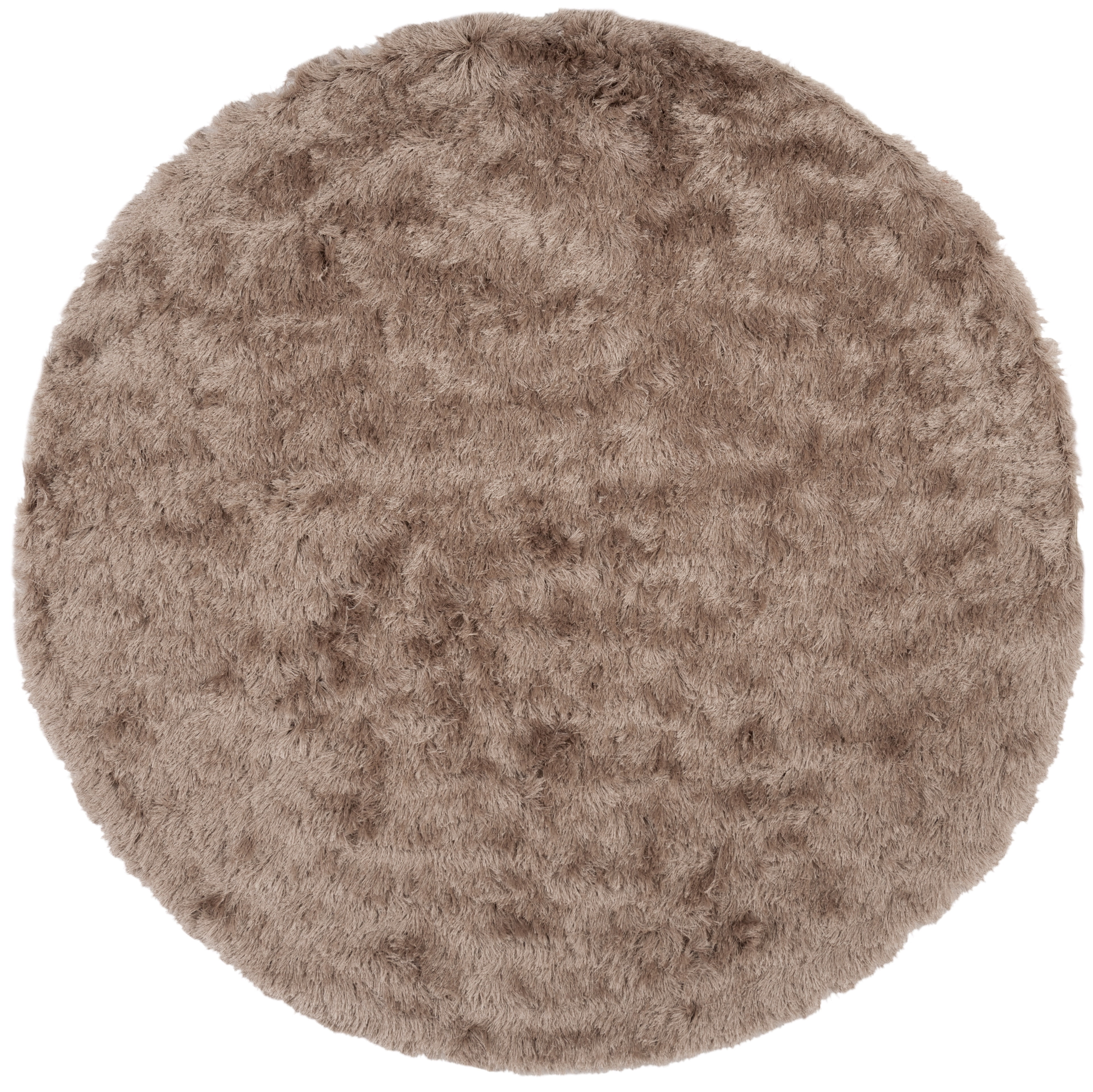 SAFAVIEH Paris Darwin Plush Polyester Shag Area Rug, Beige, 5' x 5' Round
